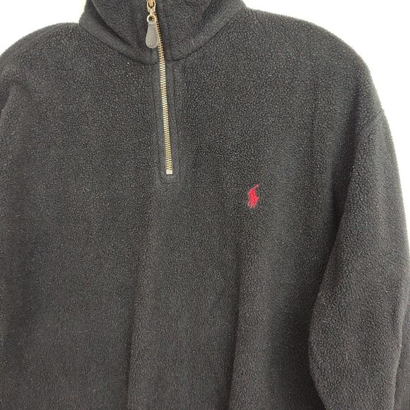 Polo Ralph Lauren 1/4-Zip Fleece Sweatshirt Men's S Black w/ Red Pullover Logo - Picture 3 of 8